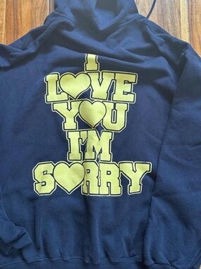 GRACIE ABRAMS Navy Graphic ZIP UP I LOVE YOU IM SORRY